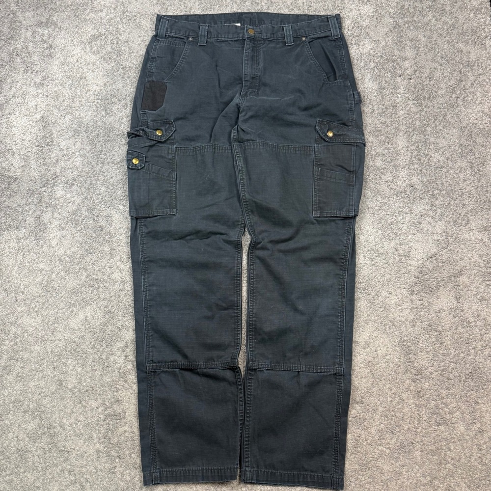 Carhartt B342 BLK Ripstop Cargo Work Pants Black 38x36 Workwear Utility